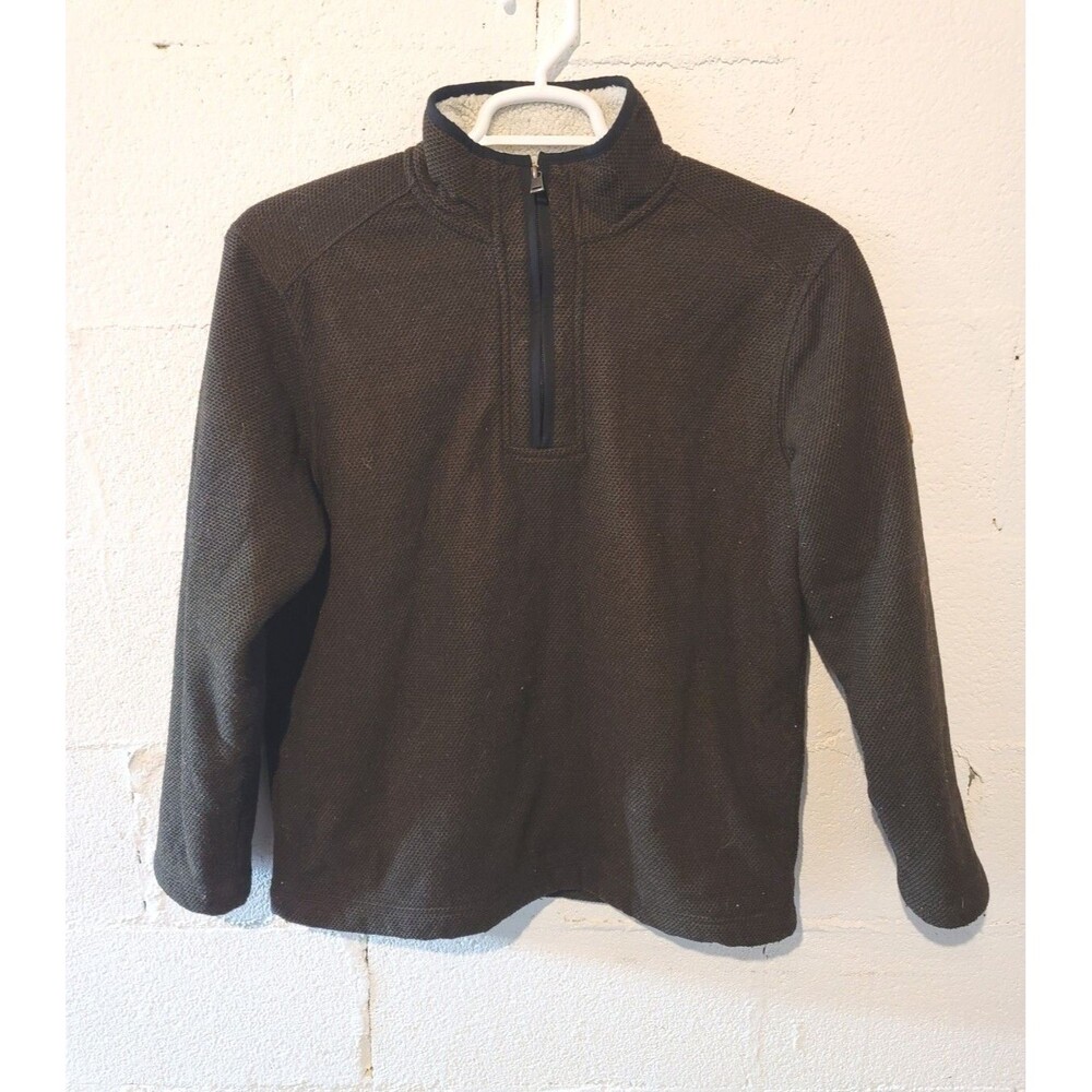 Orvis Men's M Fleece Lined 1/4 Zip Lined Pullover Jacket  Dark Brown Sweater